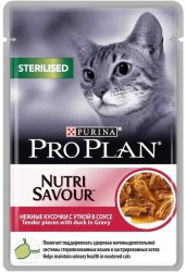 Pro Plan (Проплан) Nutri Savour Sterilised - Корм для стерилизованных кошек с Уткой в соусе (Пауч) 85 г 24 шт