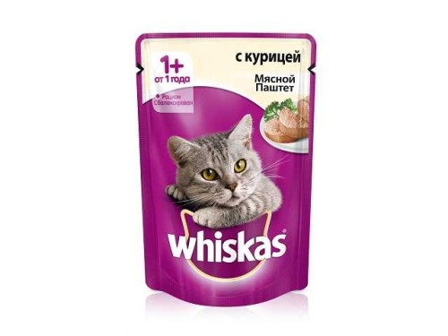 Whiskas (Вискас) - Влажный корм для кошек Мясной паштет с Курицей