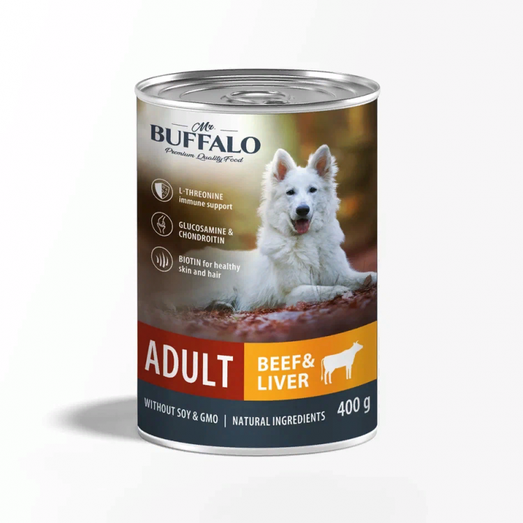 BUFFALO (Буффало) Adult Консервы д/собак Говядина с печенью 400г