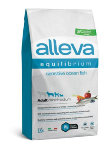 Alleva Equilibrium (Аллева Эквилибриум) Sensitive Сухой корм для взрослых собак мелких и средних пород с чувствительным пищеварением с океанической рыбой 2 кг
