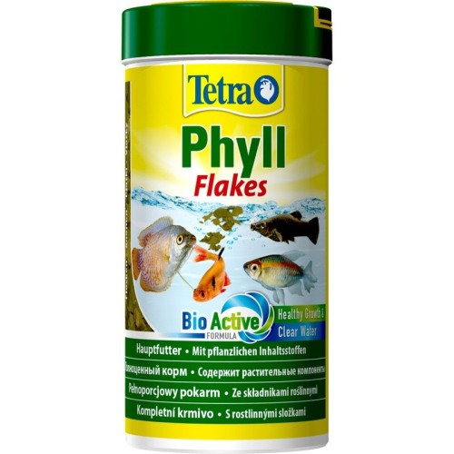 Tetra (Тетра) Phyll Flakes Корм для всех видов рыб (растительные хлопья) 20 г 100 мл