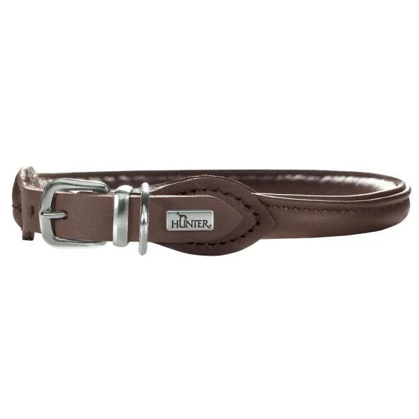 Hunter Ошейник д/собак Round&Soft Elk 32/6 (30-33 см) кожа, кофе