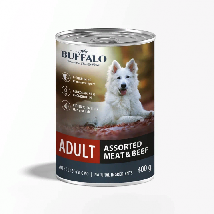 BUFFALO (Буффало) Adult Консервы д/собак Мясное ассорти с говядиной 400г