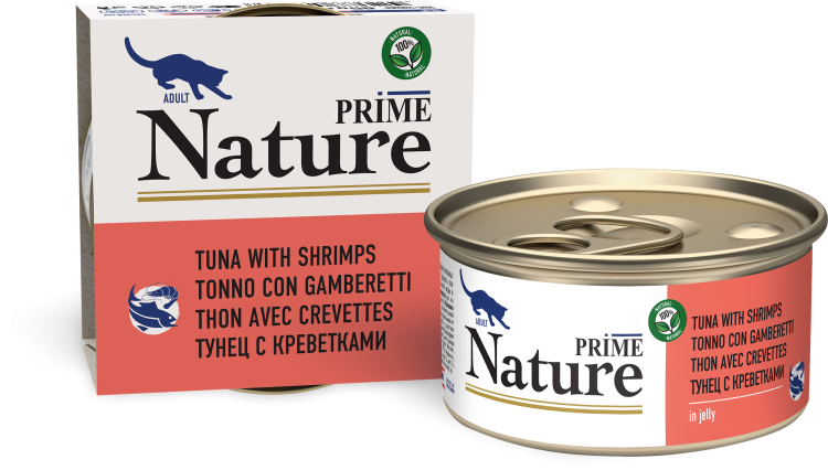 Prime (Прайм) Nature Консервы для взрослых кошек с тунцом и креветками в желе 85 г