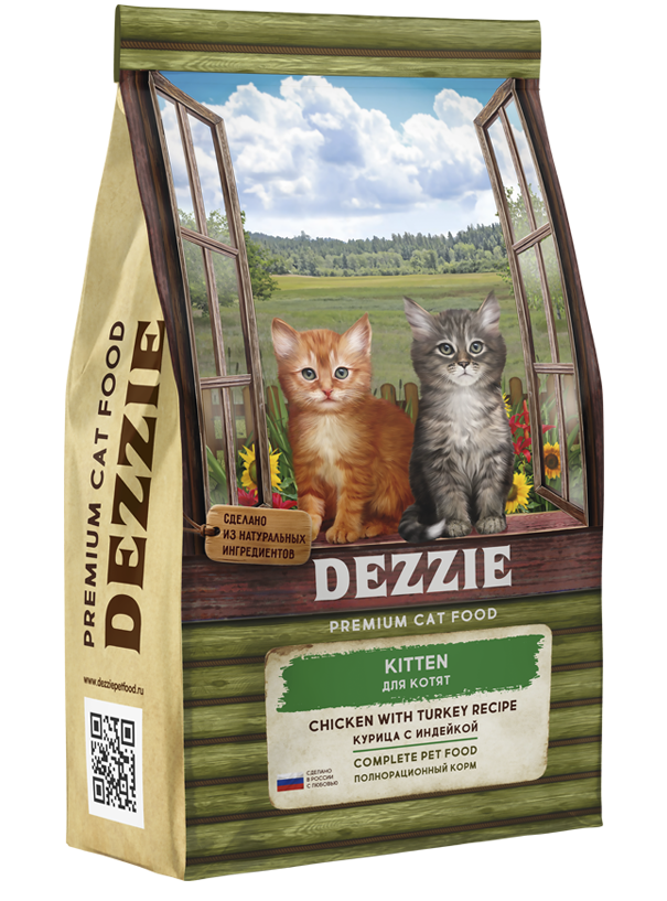 Dezzie (Дэзи) Kitten Сухой корм для котят с курицей и индейкой 2 кг