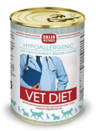 Solid Natura Vet (Солид Натура Вет) Hypoallergenic Консервы лечебные для собак при аллергии 340 г
