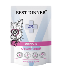 Best Dinner Vet (Бэст Диннер Вет) Urinary Пауч для кошек для профилактики мочекаменной болезни МКБ с телятиной в соусе 85 г 5 шт