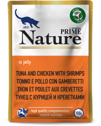 Prime (Прайм) Nature Пауч для взрослых кошек с тунцом, курицей и креветками в желе 100 г