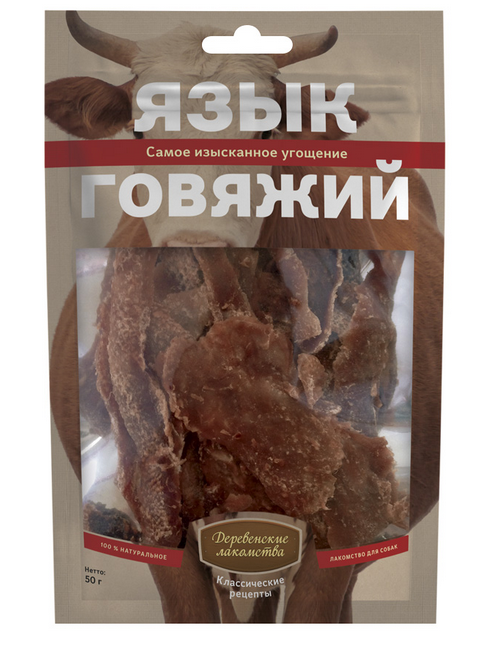 Деревенские лакомства для собак Язык говяжий 50 г