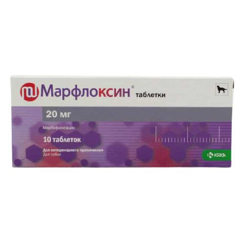 KRKA Марфлоксин антибактериальный препарат для собак 20 мгр 10 табл