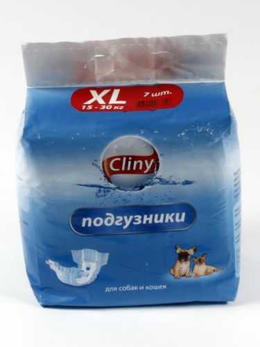 Cliny Подгузники для собак и кошек весом от 15 до 30 кг размер XL 7 шт