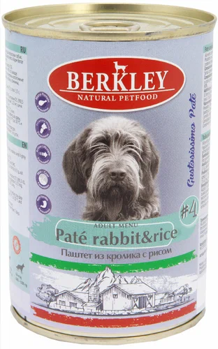 Berkley (Беркли) Консервы д/собак №4 паштет из Кролика с рисом 400г
