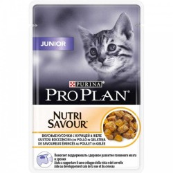 Pro Plan (Проплан) Nutri Savour Junior - Корм для котят и кормящих кошек Кусочки Курицы в Желе Поддержание здоровья (Пауч) 85 г 24 шт
