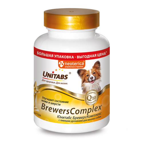 Unitabs (Юнитабс) Brewers complex Пищевая добавка для собак мелких пород с пивными дрожжами 200 табл