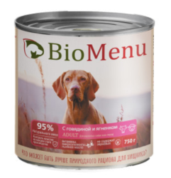 Bio menu (Био меню) Консервы для собак Говядина с ягненком в желе 750 г