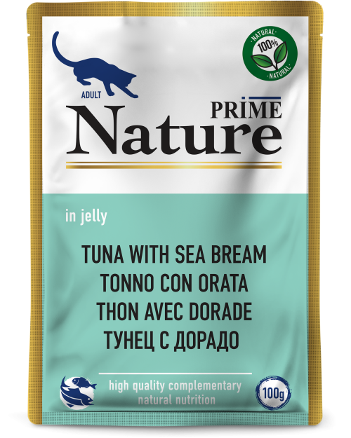 Prime (Прайм) Nature Влажный корм для взрослых кошек с тунцом и дорадо в желе 100 г