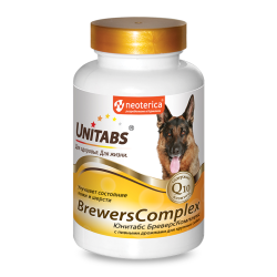 Unitabs (Юнитабс) Brewers complex Пищевая добавка для собак крупных пород с пивными дрожжами 100 табл