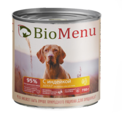 Bio menu (Био меню) Консервы для собак с индейкой 750 г