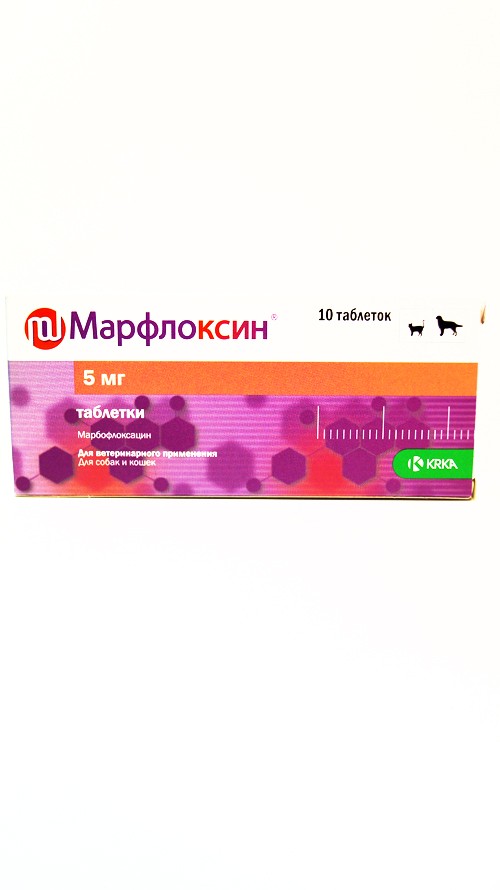 KRKA Марфлоксин антибактериальный препарат для собак и кошек 5 мгр 10 табл