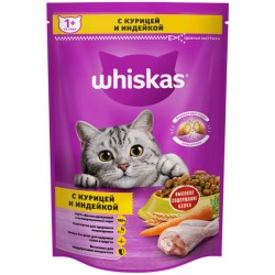 Whiskas (Вискас) Сухой корм для взрослых кошек с курицей и индейкой 350 г