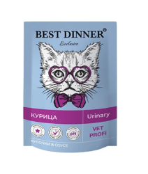 Best Dinner Vet (Бэст Диннер Вет) Urinary Пауч для кошек для профилактики мочекаменной болезни МКБ с курицей в соусе 85 г 5 шт
