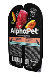 Alpha Pet (Альфа Пет) Консервы для взрослых собак с чувствительным пищеварением с телятиной и тыквой в соусе 100 г