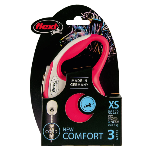 FLEXI New Line Comfort XS Рулетка трос 3м/до 8кг серый/красный