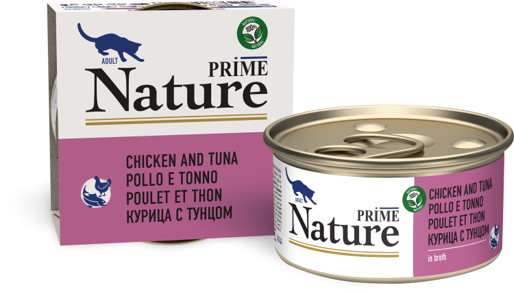 Prime (Прайм) Nature Консервы для взрослых кошек с курицей и тунцом в бульоне 85 г