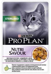 Pro Plan (Про План) Nutri Savour Sterilised Пауч для стерилизованных кошек с индейкой в желе 85 г 24 шт
