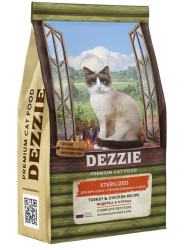 Dezzie (Дэзи) Sterilized Сухой корм для стерилизованных кошек и кастрированных котов с индейкой и курицей 400 г