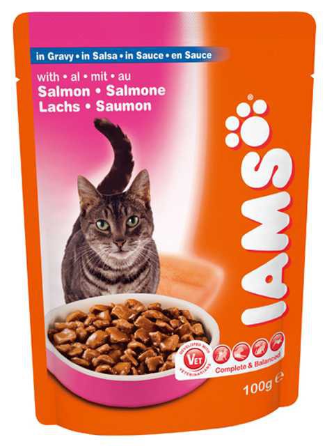 IAMS (Ямс) Adult - Корм для взрослых кошек с лососем в соусе. (Пауч)
