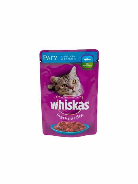 Whiskas (Вискас) Влажный корм для взрослых кошек с форелью и лососем в рагу 75 г