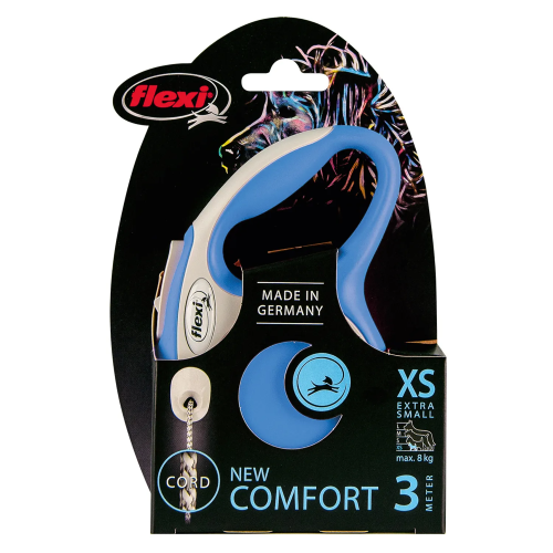 FLEXI New Line Comfort XS Рулетка трос 3м/до 8кг серый/синий