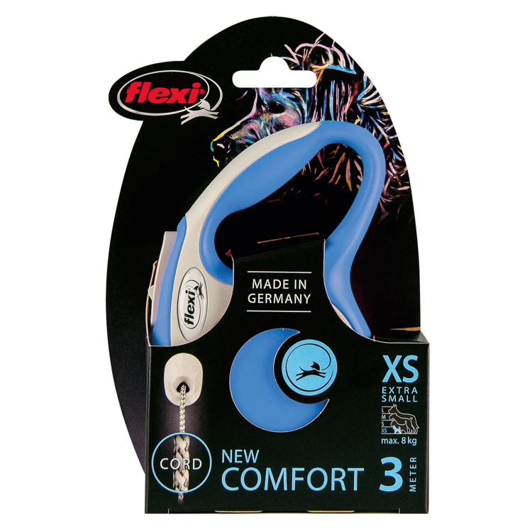 FLEXI New Line Comfort XS Рулетка трос 3м/до 8кг серый/синий