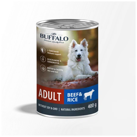 BUFFALO Adult Консервы д/собак Говядина с рисом 400г*4шт