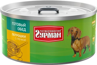 Четвероногий гурман Готовый обед Консервы для собак с потрошками и гречкой 325 г