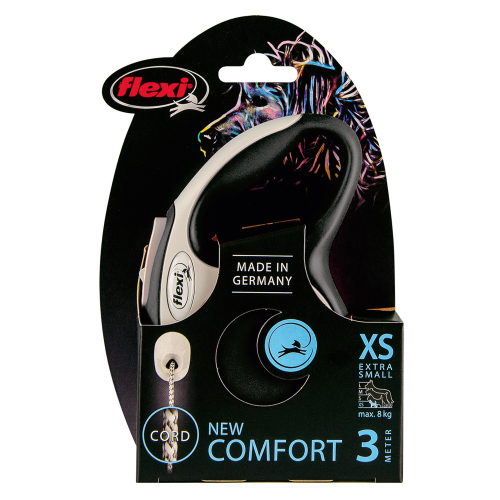 FLEXI New Line Comfort XS Рулетка трос 3м/до 8кг серый/черный