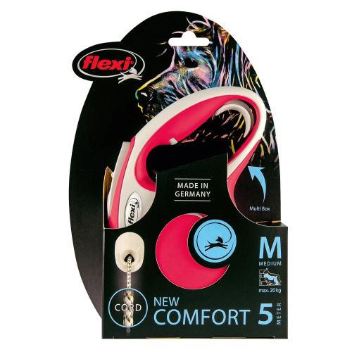 FLEXI New Line Comfort M Рулетка трос 5м/до 20кг серый/красный