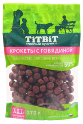 Tit bit (Тит бит) Лакомство для собак Крокеты с говядиной XXL выгодная упаковка 370 г