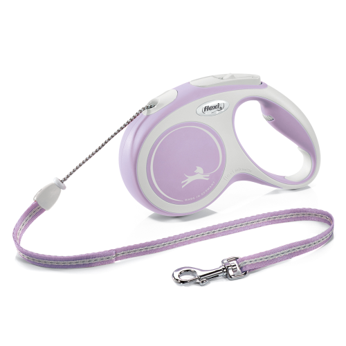 FLEXI New Line Comfort M Рулетка трос 5м/до 20кг серый/розовый