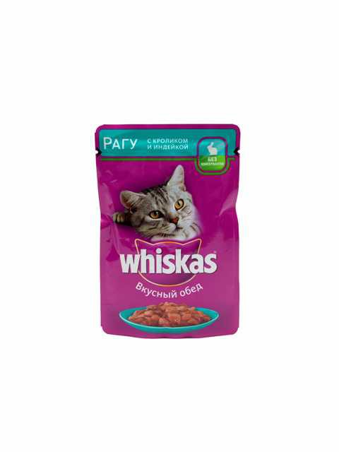 Whiskas (Вискас) Пауч для кошек с индейкой и кроликом рагу 75 г