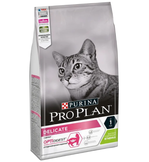 Purina Pro Plan (Пурина Про План) Delicate Optidigest Adult Сухой корм для взрослых кошек с чувствительным пищеварением с ягненком 400 г