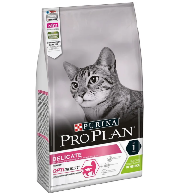 Purina Pro Plan (Пурина Про План) Delicate Optidigest Adult Сухой корм для взрослых кошек с чувствительным пищеварением с ягненком 400 г