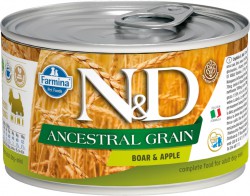 Farmina N&D (Фармина НД) Ancestral Grain Mini Консервы низкозерновые для собак мелких пород с кабаном с яблоками 140 г