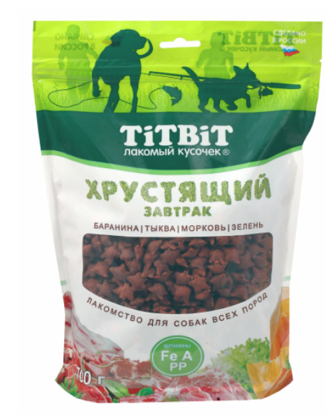TiTBiT Лакомство для собак Завтрак хрустящий с бараниной 700 г