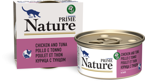 Prime (Прайм) Nature Консервы для взрослых кошек с курицей и тунцом в бульоне 85 г 5 шт