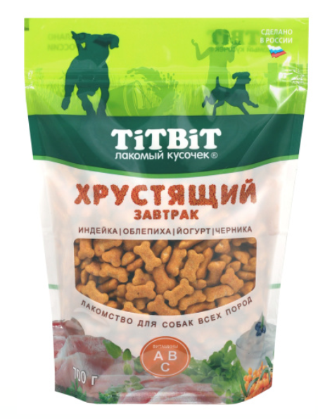 TiTBiT Лакомство для собак Завтрак хрустящий c индейкой 700 г