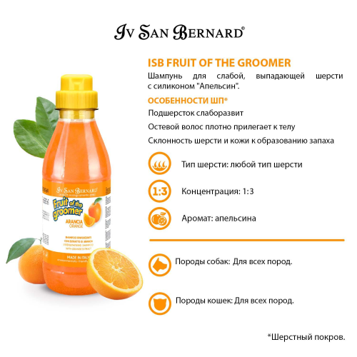 Iv San Bernard Fruit of the Groomer Orange Шампунь для слабой выпадающей шерсти 500 мл