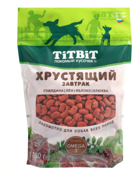 Tit bit (Тит бит) Лакомство для собак Завтрак хрустящий c говядиной 700 г