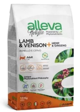 Alleva Holistic (Аллева Холистик) Сухой корм для взрослых и стерилизованных кошек с ягненком, олениной, коноплей и женьшенем 1,5 кг